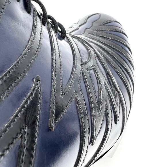 Robert Clergerie Talno Platform Booties Black Blue Leather Size 7.5 Art Deco EUC - Picture 7 of 16